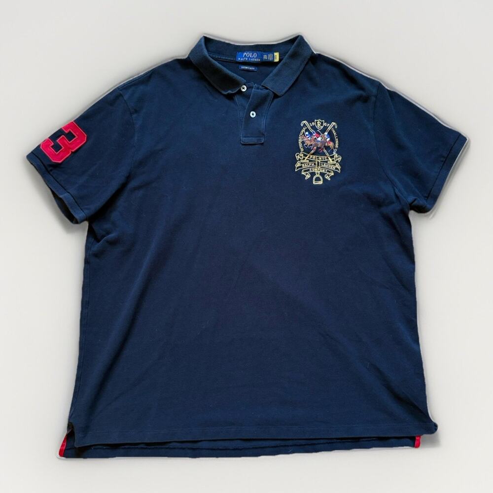 Rare Vintage Ralph Lauren Polo Sz 2XL Custom Slim Fit Triple Pony Polo